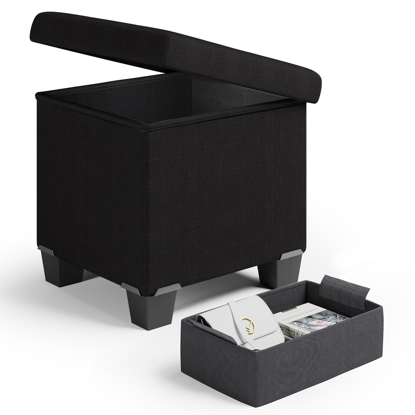 StorageBud Storage Ottoman Bench with Storage Bins