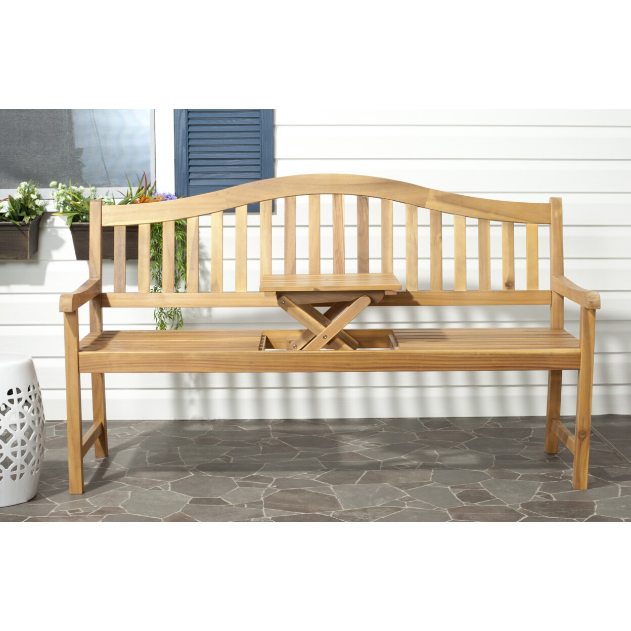 Safavieh   Outdoor Collection Mischa Bench Natural Brown