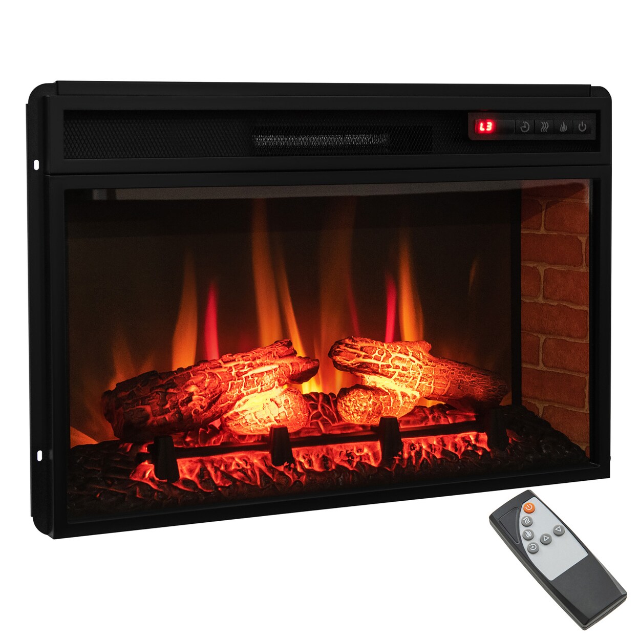1400W 26 Inch Electric Fireplace Insert 4777 Btu Recessed Freestanding Fireplace W/ Remote