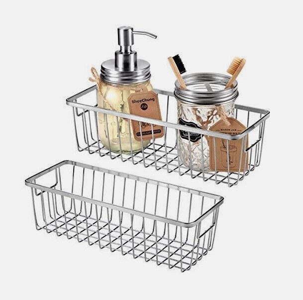Farmhouse Decor Metal Wire Storage Organizer Basket Bins 2 Pack