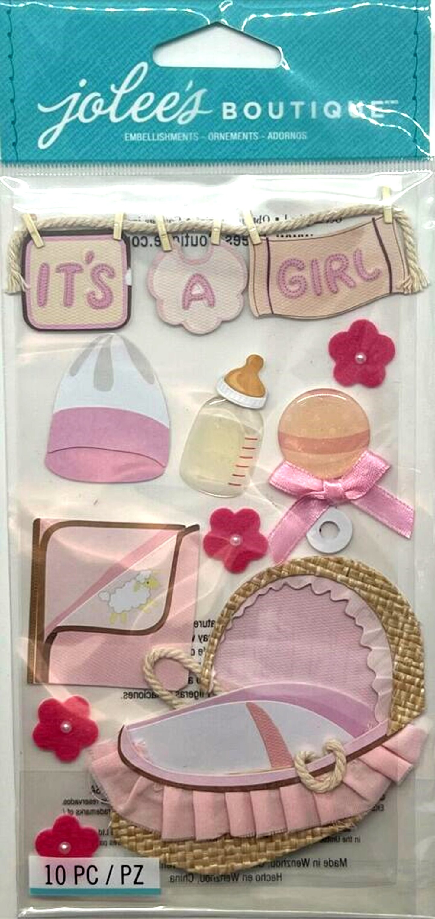 Craft Embellishments: Baby Girl - 10pc Craft Embellishments: Baby Girl - 10pc
