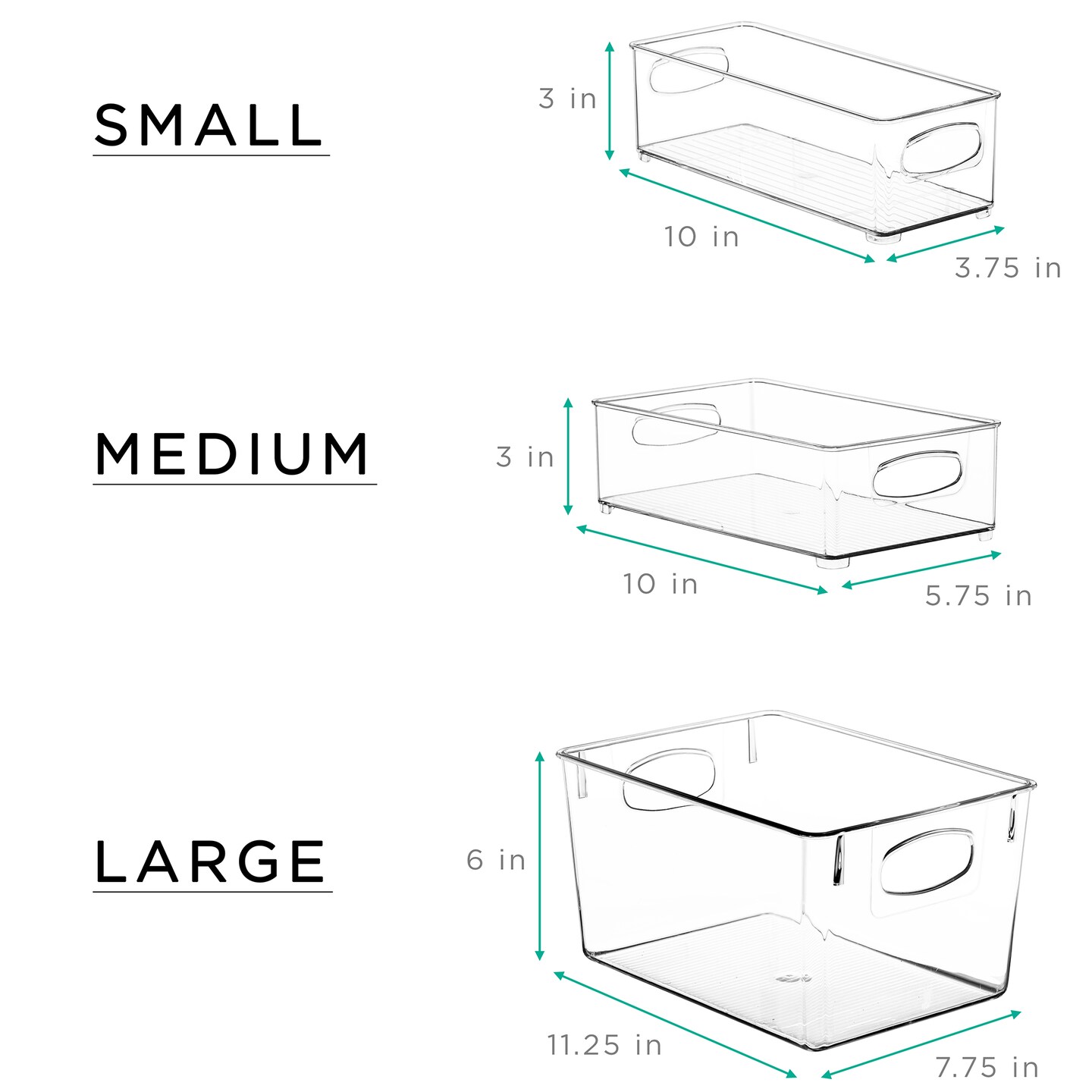 Sorbus Clear Plastic Fridge Organizer Bins, Versatile Kitchen, Cabinet, Food Pantry, Bathroom, Refrigerator Organization &#x26; Storage, Set of 10 Container Holders with Handles (4 Large 2 Medium 4 Small)