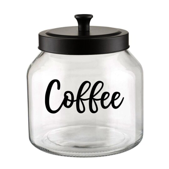 Coffee Jar Label, Coffee Grinds Jar Decal, Home Organization Label for Kitchen Pantry Jars and
