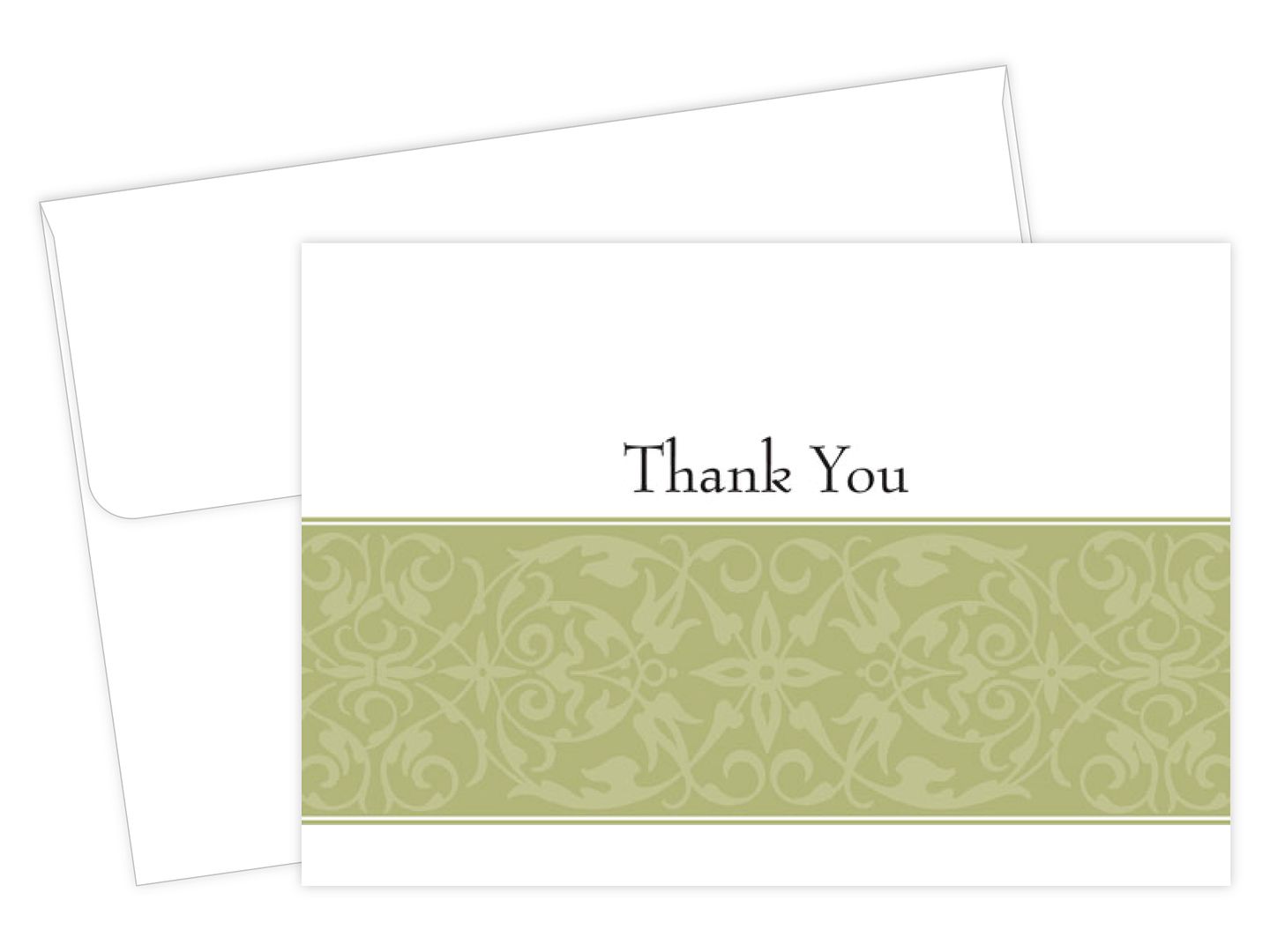 Great Papers! Thank You Note Card and White Envelope, Sage Swirl, 4.75" x 3.375"(folded), 50 count