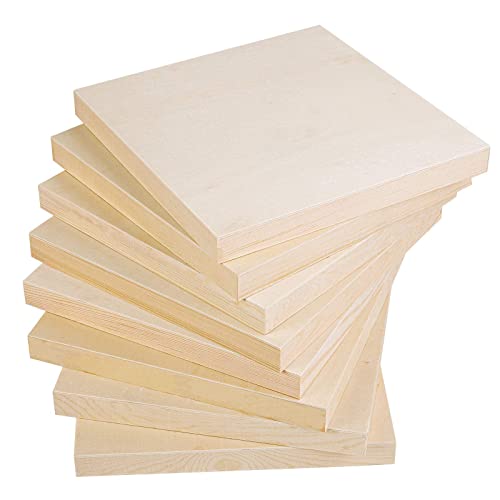 8 Pieces Wood Panels 8 x 8 Inch Unfinished Wood Canvas Wooden Panel Boards for Painting, Pouring, Arts Use with Oils, Acrylics