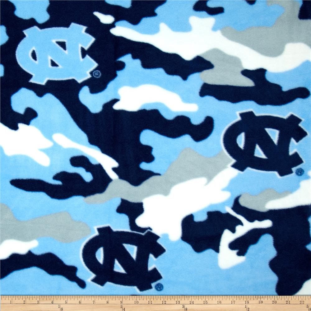 Sykel Enterprises-University of North Carolina Fleece Fabric-UNC Tar Heels Camouflage Fleece Blanket Fabric-Sold by the yard