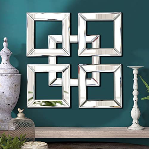 Square Mirrored Wall Decor Decorative Mirror 12x12 inches Modern Fashion DIY Silver Wall-Mounted Mirrors