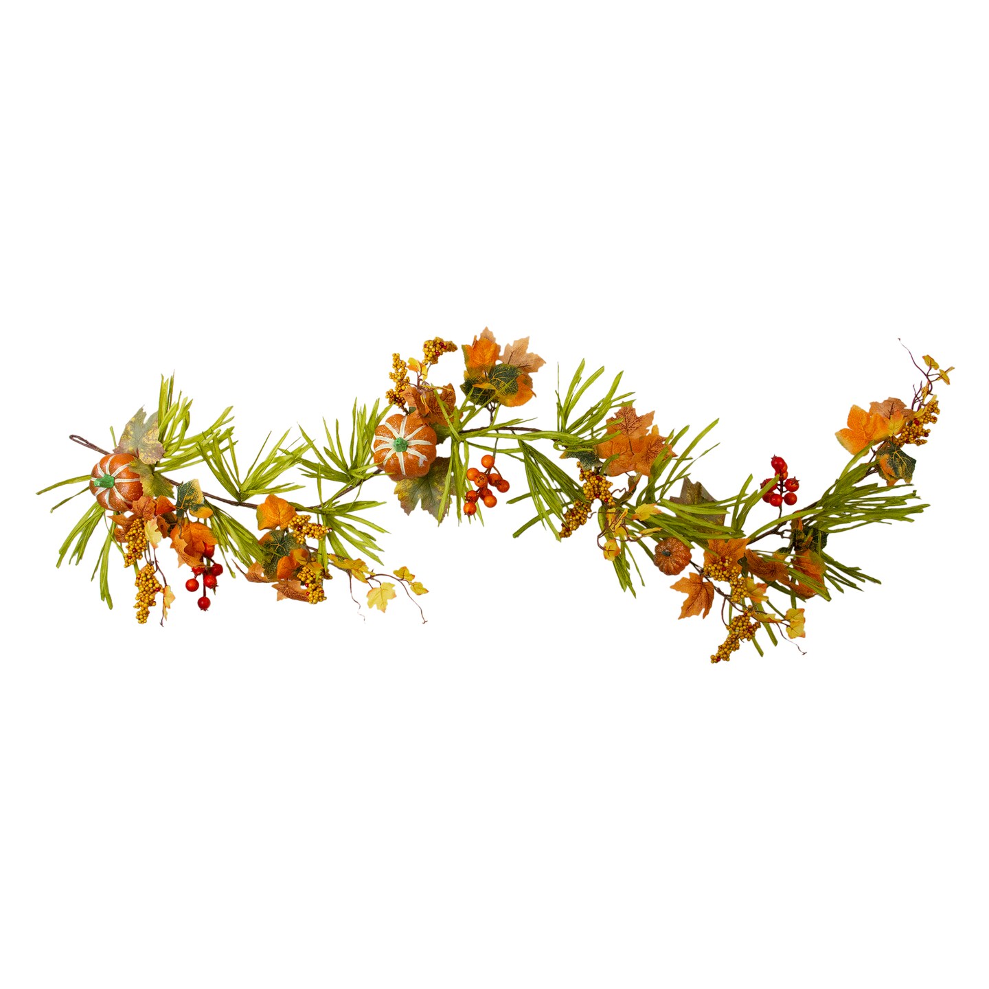 Northlight 5&#x27; x 10&#x22; Pumpkins and Berries with Leaves Artificial Fall Harvest Garland - Unlit