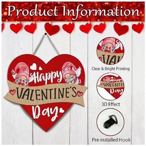 Gnome Valentines Day Wall Decor