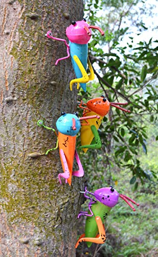 4 Pieces Metal Garden Decor for Outside,Cute Grasshopper Outdoor Wall Art Decorative for Backyard,Patio,Tree,Lawn