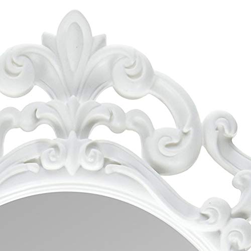 11.5 x 15 Inch Kole Imports Oval Vintage Wall Mirror, White