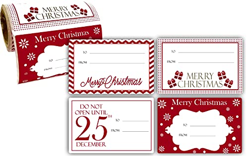 Jumbo Christmas Gift Tag Stickers 60 Count Modern Red, White, Silver, and  Gold Xmas Designs - Looks Great on Gifts Presents, Wrapping Paper and Gift
