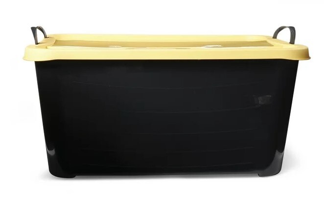 55-Quart Plastic Stackable Storage Unit Bin, Black and Yellow (6 Pack)