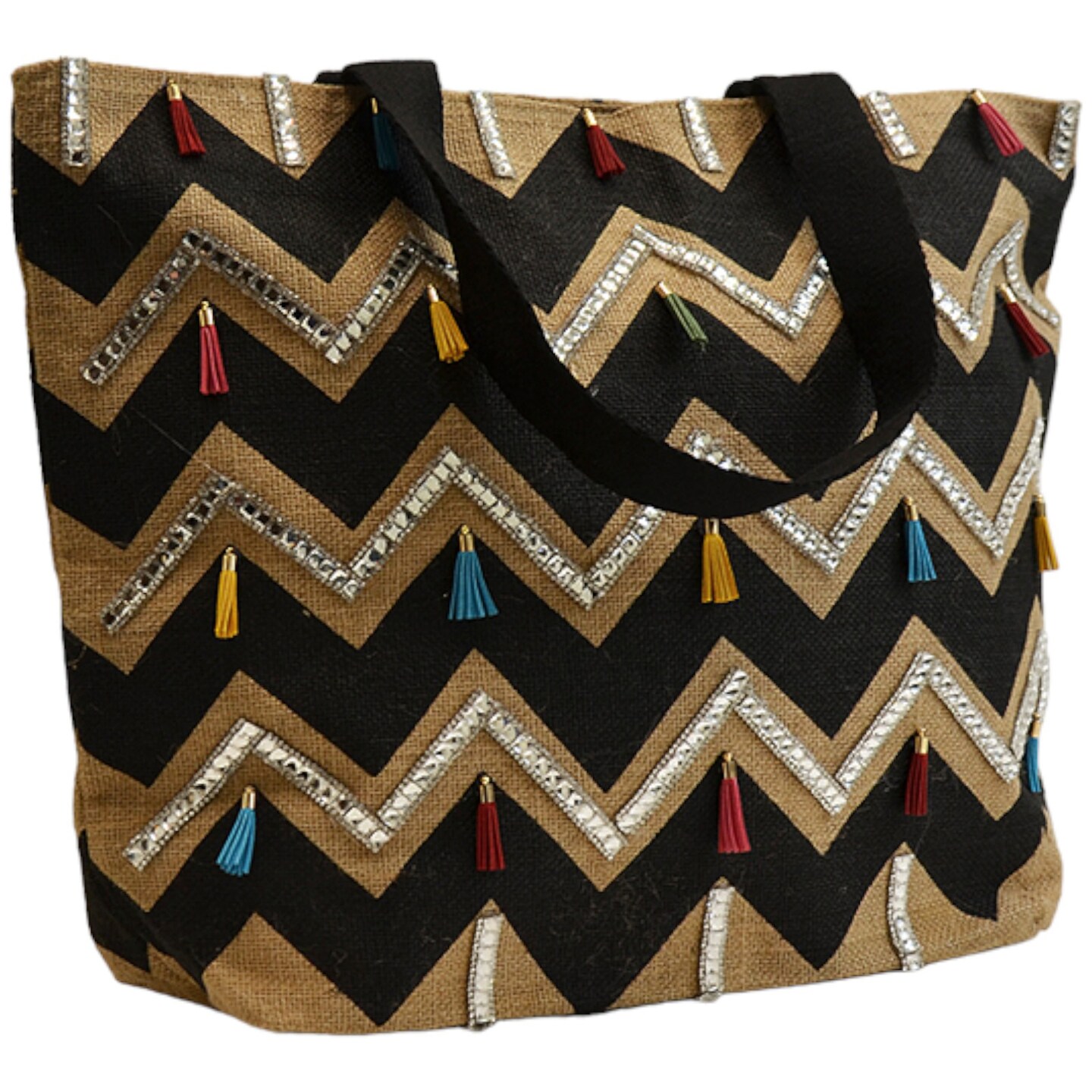 Linwood Bold Chevron Stripe Jute Tote Bag Quilting Essential