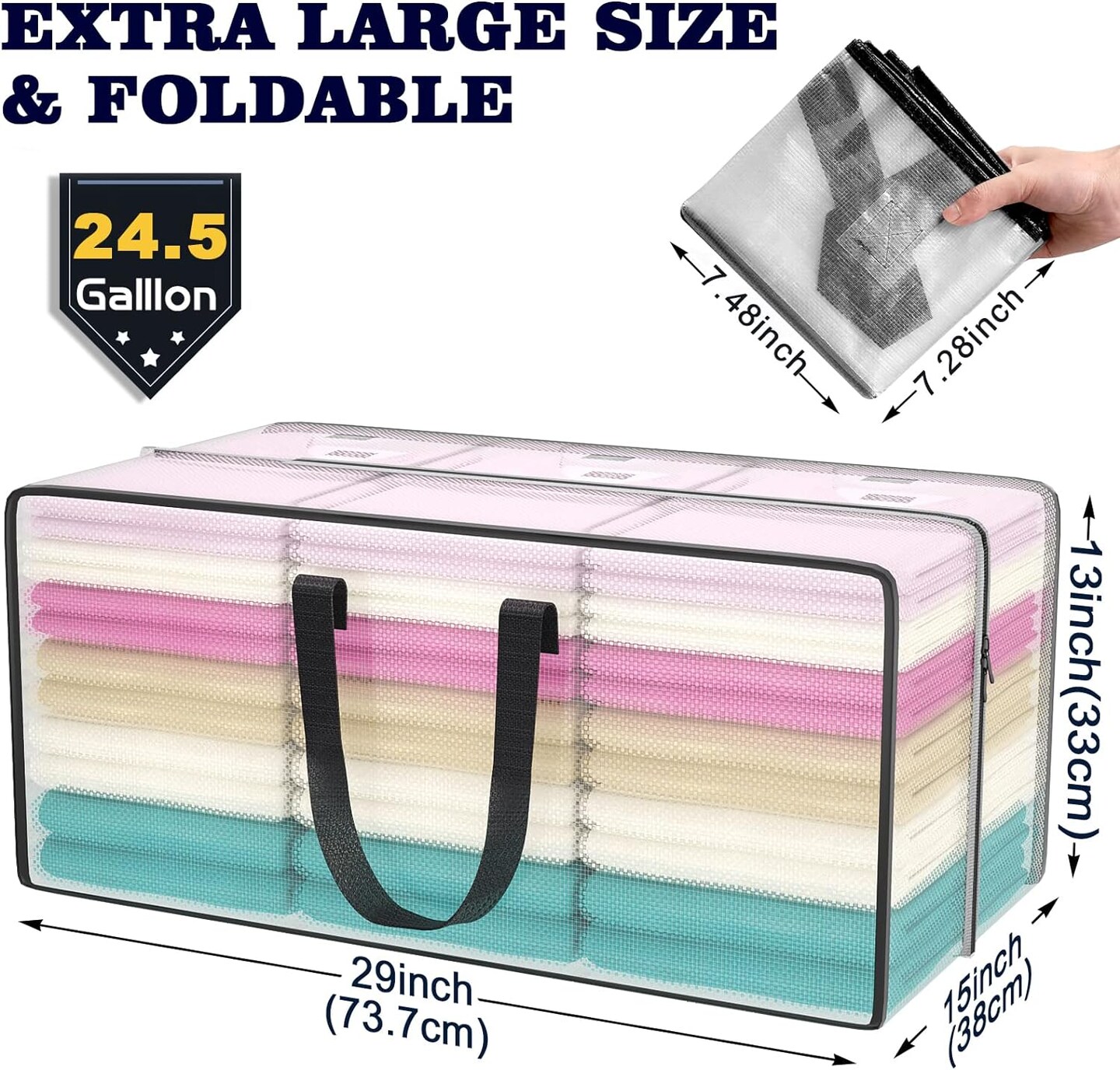 Heavy-Duty Plastic Christmas Storage Totes Bag for Clothes 6 packs