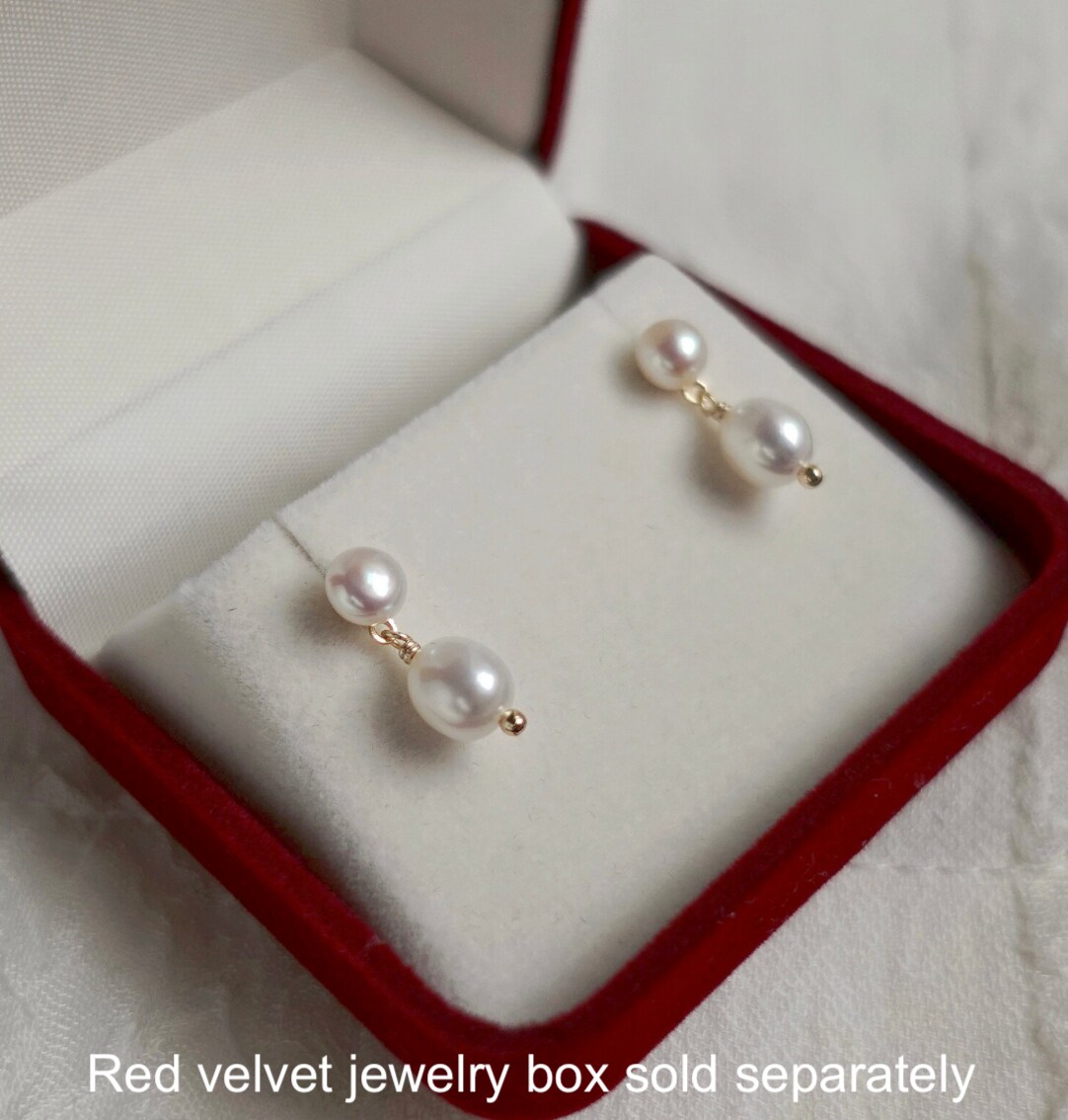 Double Pearl Drop Earring | White Pearl Drop Earring