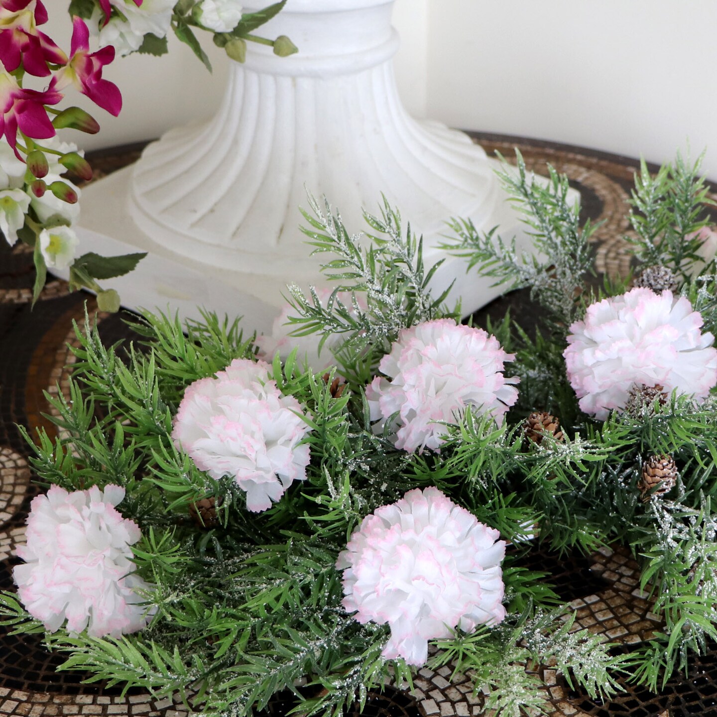 Set of 100: Peppermint Carnation Flower Picks | 5" Long | 3.5" Wide | Floral Picks | Crafting Supplies | Parties & Events | Home & Office Decor, Floral Home by Artificial Flowers