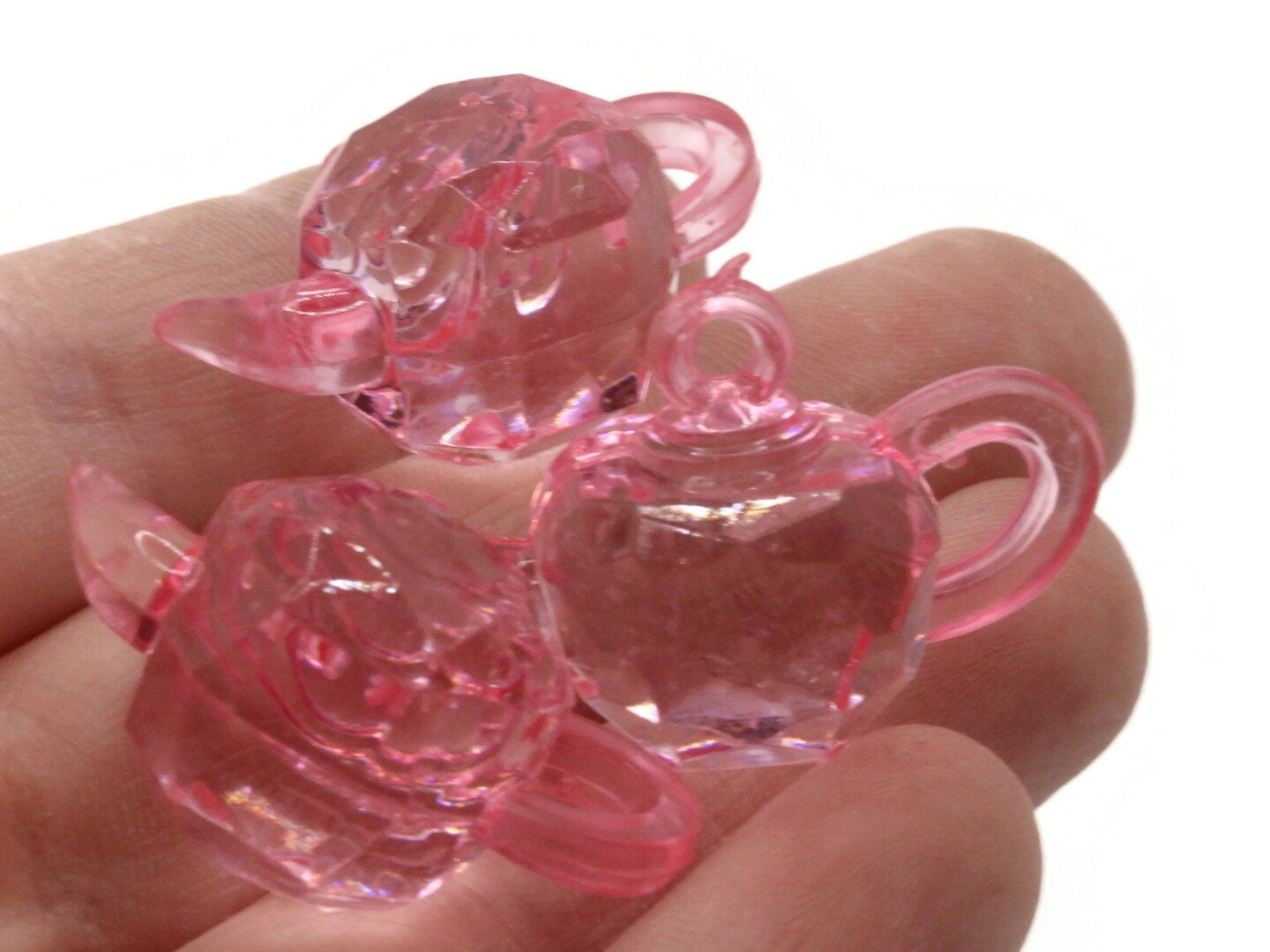 6 32mm Baby Pink Miniature Teapot Plastic Charms