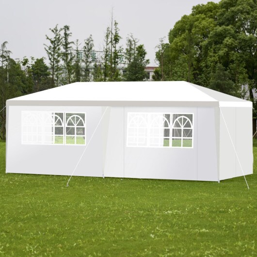 10 x 10 Feet White Heavy Duty Party Wedding Canopy Tent with 2 Zipper Doorway