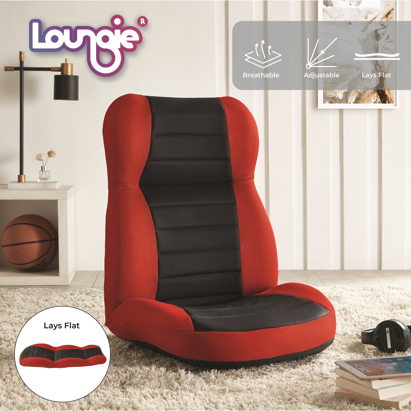 Laurence Mesh Recliner/Floor Chair With 5 Adjustable Back Positions