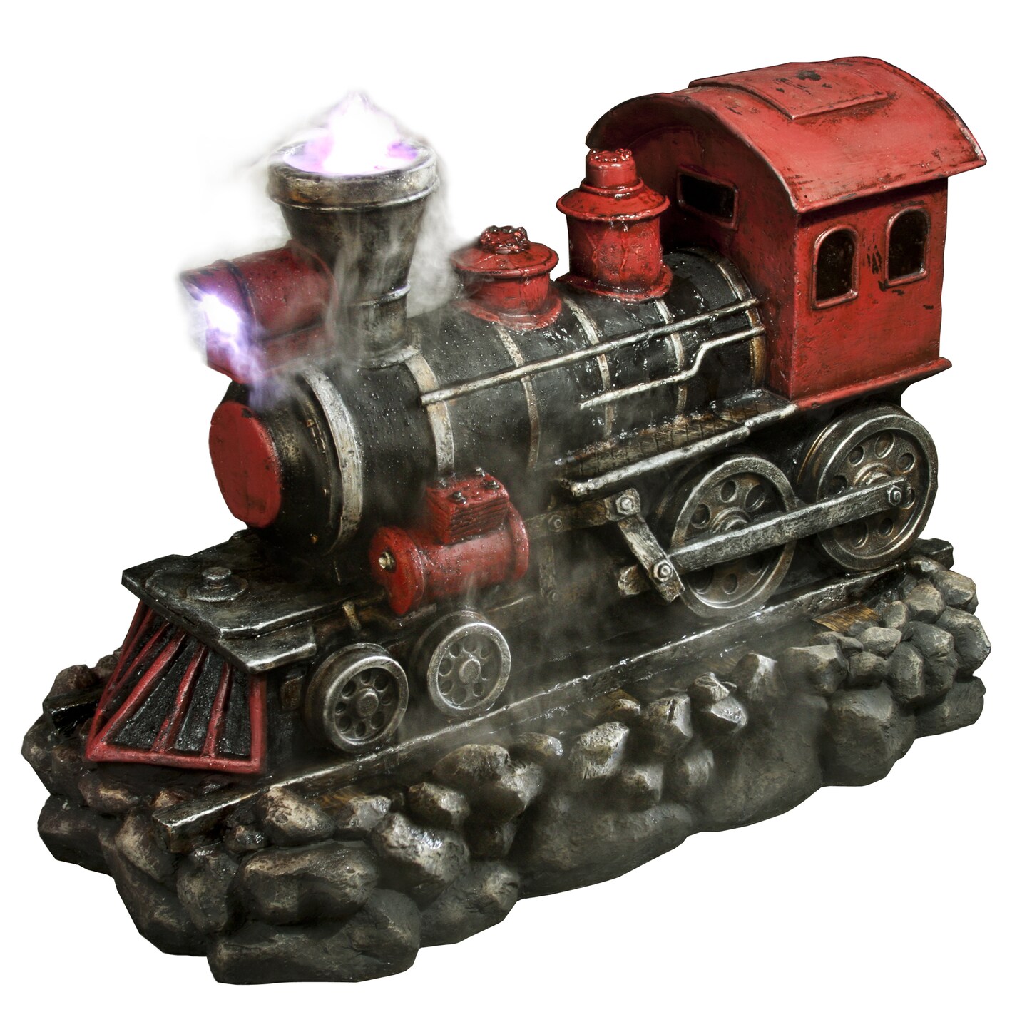 Northlight 38&#x22; LED Red and Black Vintage Locomotive Train Outdoor Garden Water Fountain