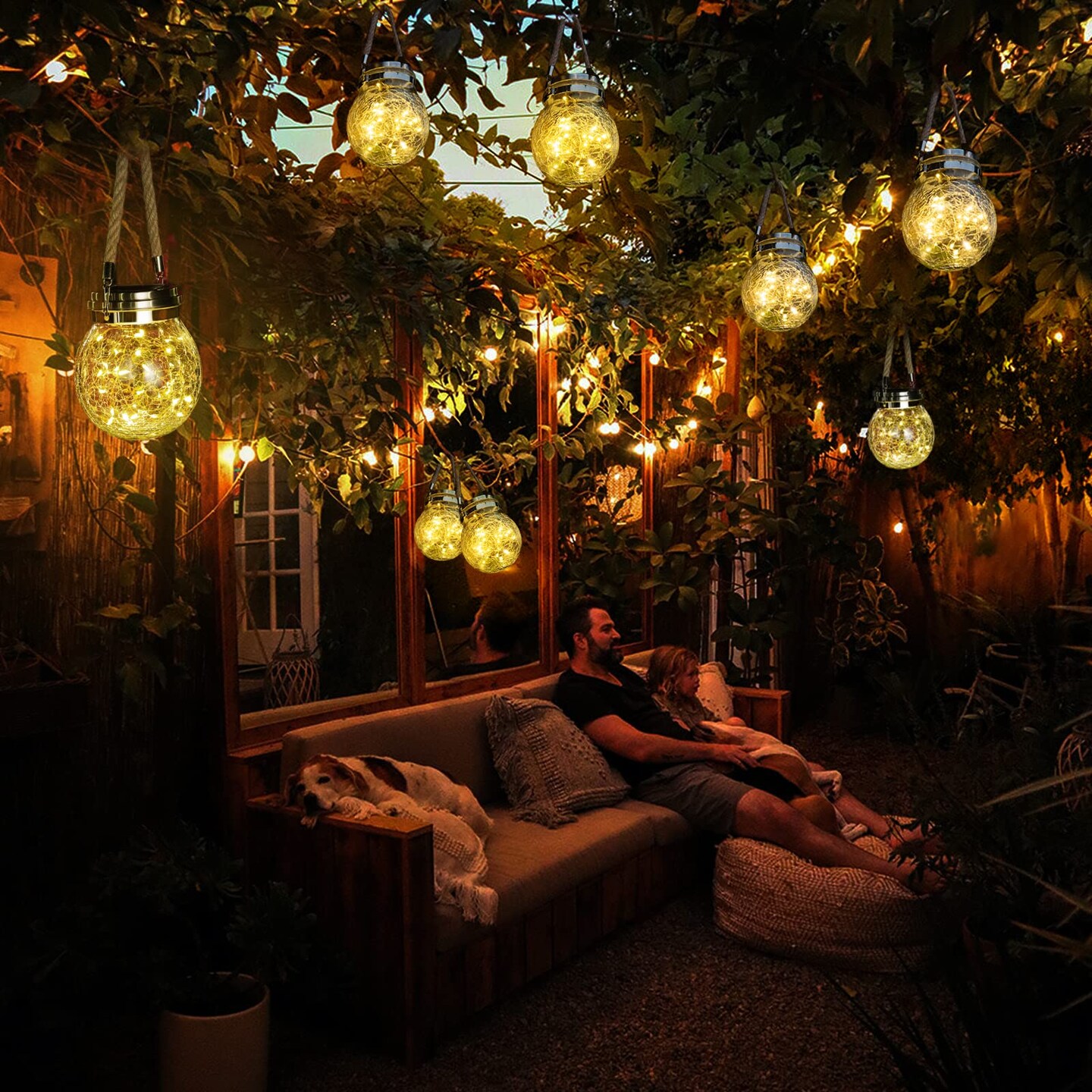 2 Pack Outdoor Lanterns with 30 LED Waterproof Garden Decor Patio Solar Lights Outdoor Decorative Backyard Solar Lanterns Outdoor Hanging ( Warm Light )