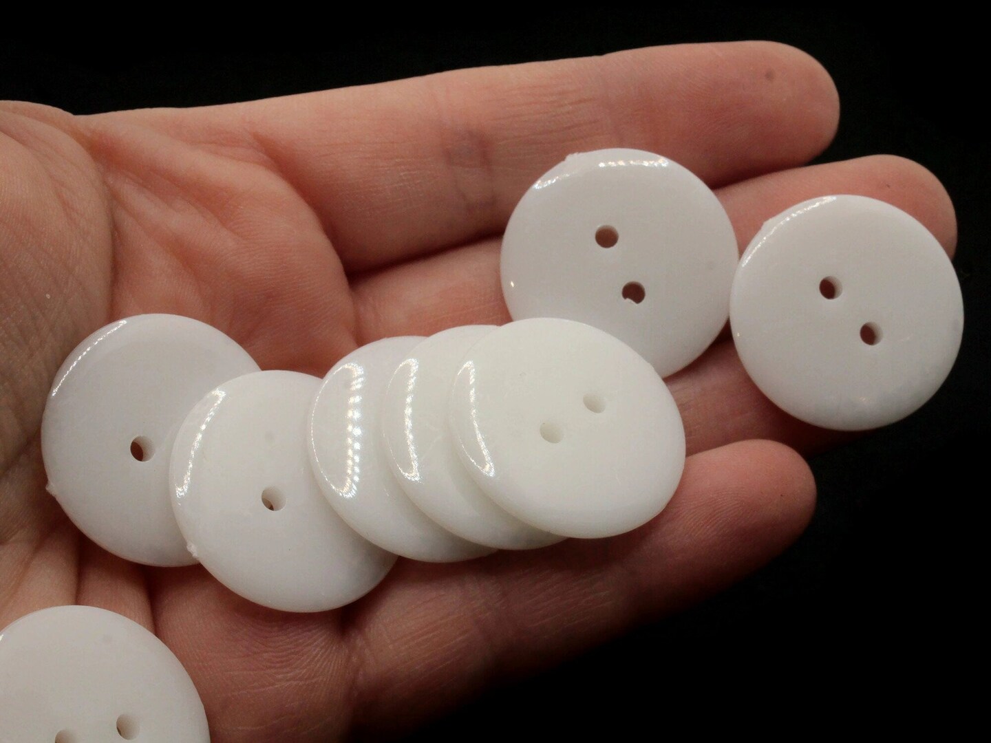 15 24mm White Flat Round Plastic Two Hole Buttons