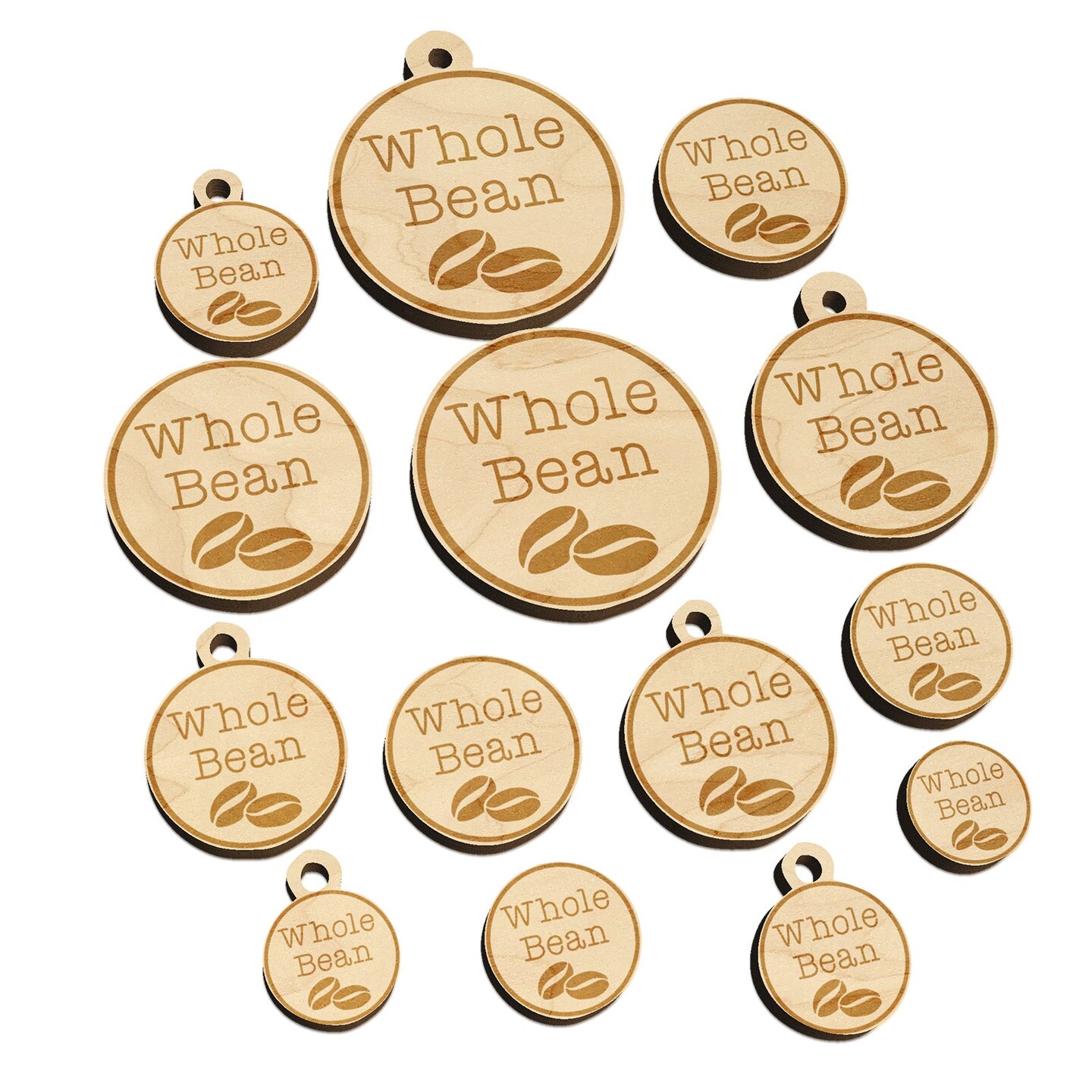 Whole Bean Coffee Label Mini Wood Shape Charms Jewelry DIY Craft