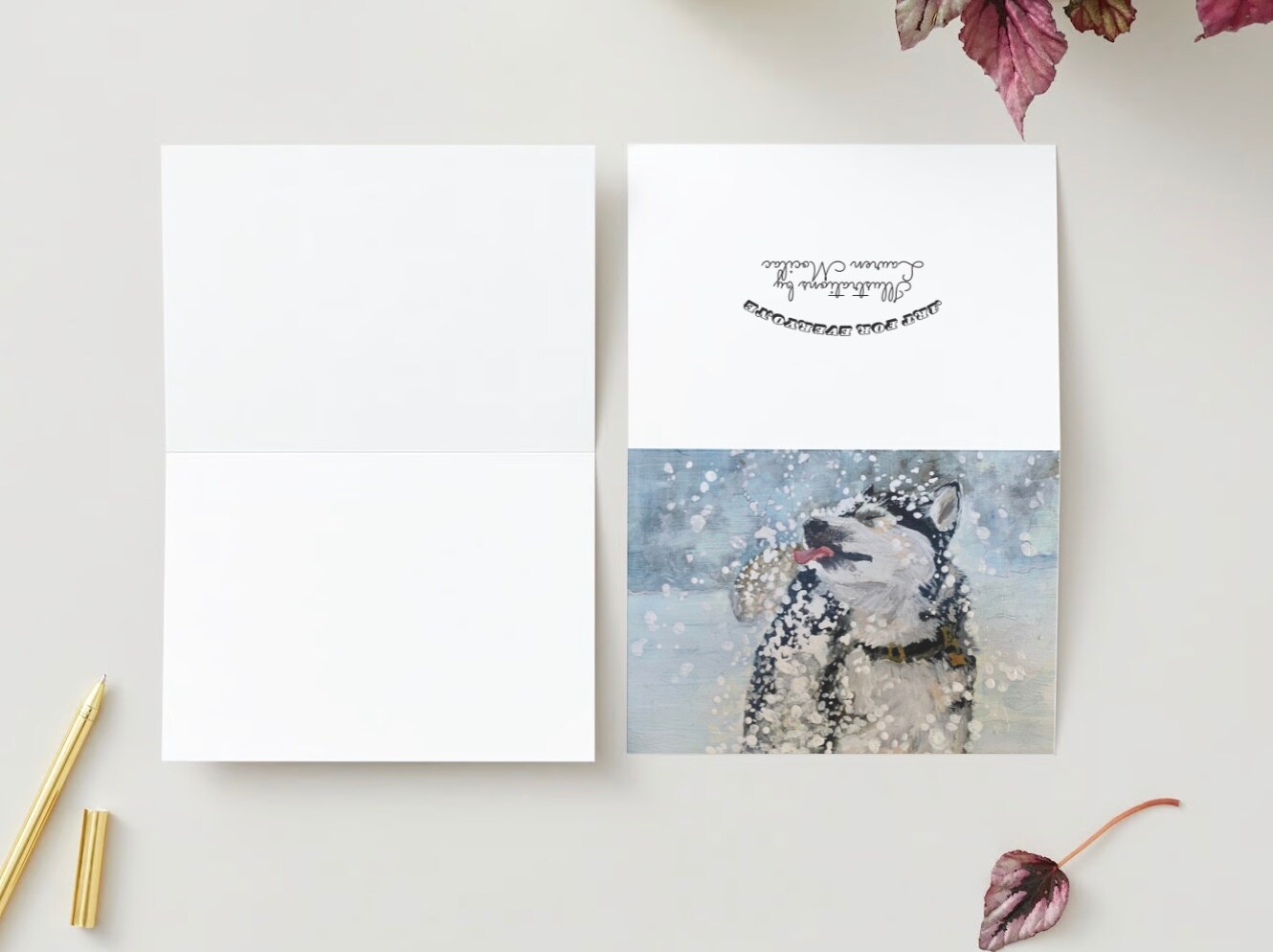 Catching Snow- Husky Dog Greeting Card product 2