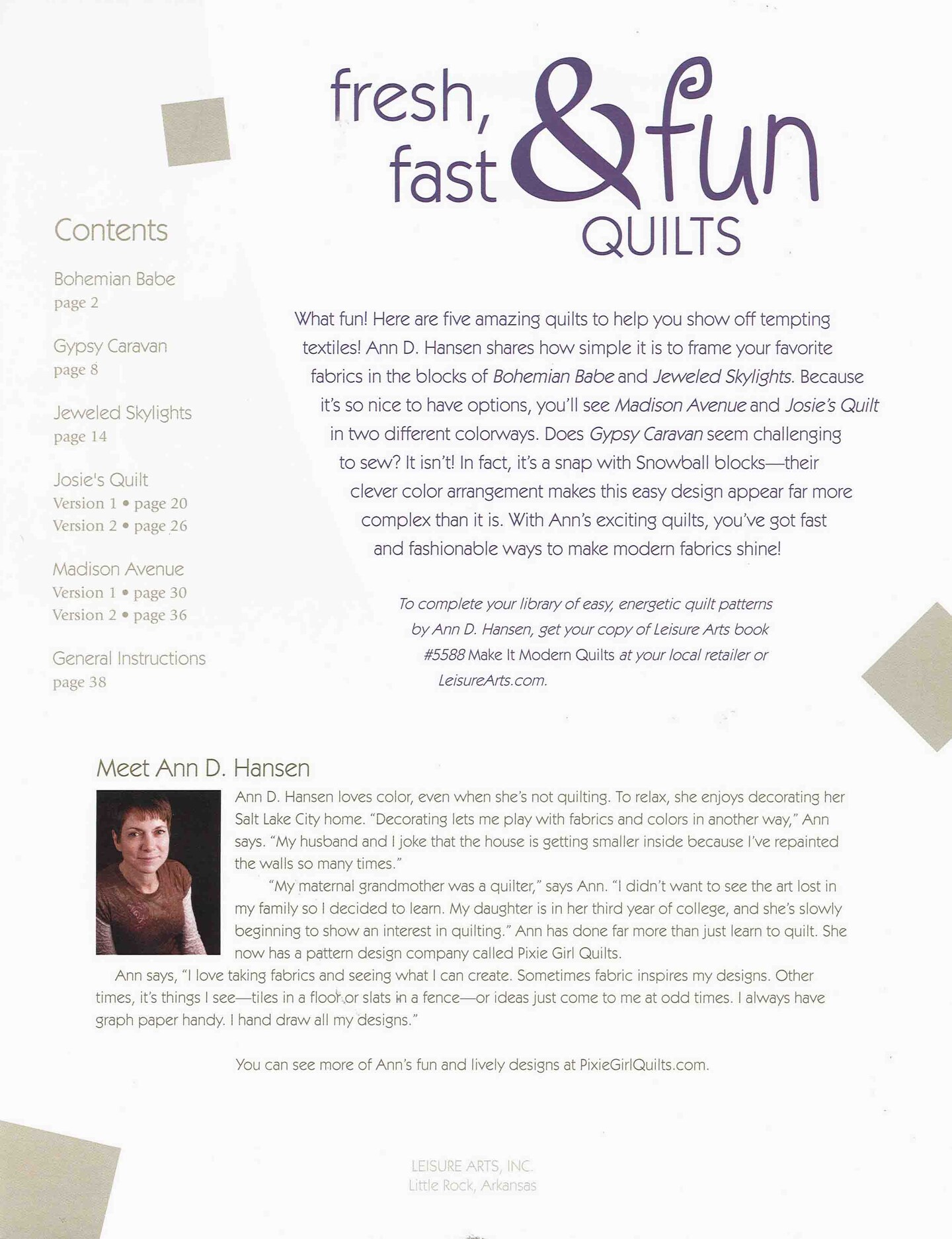 Leisure Arts Fresh, Fast and Fun Quilts Quilting Book