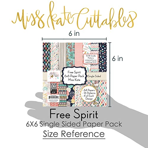 6X6 Pattern Paper Pack - Free Spirit - Card Making Scrapbook Specialty Paper Single-Sided 6&#x22;x6&#x22; Collection Includes 64 Sheets - by Miss Kate Cuttables