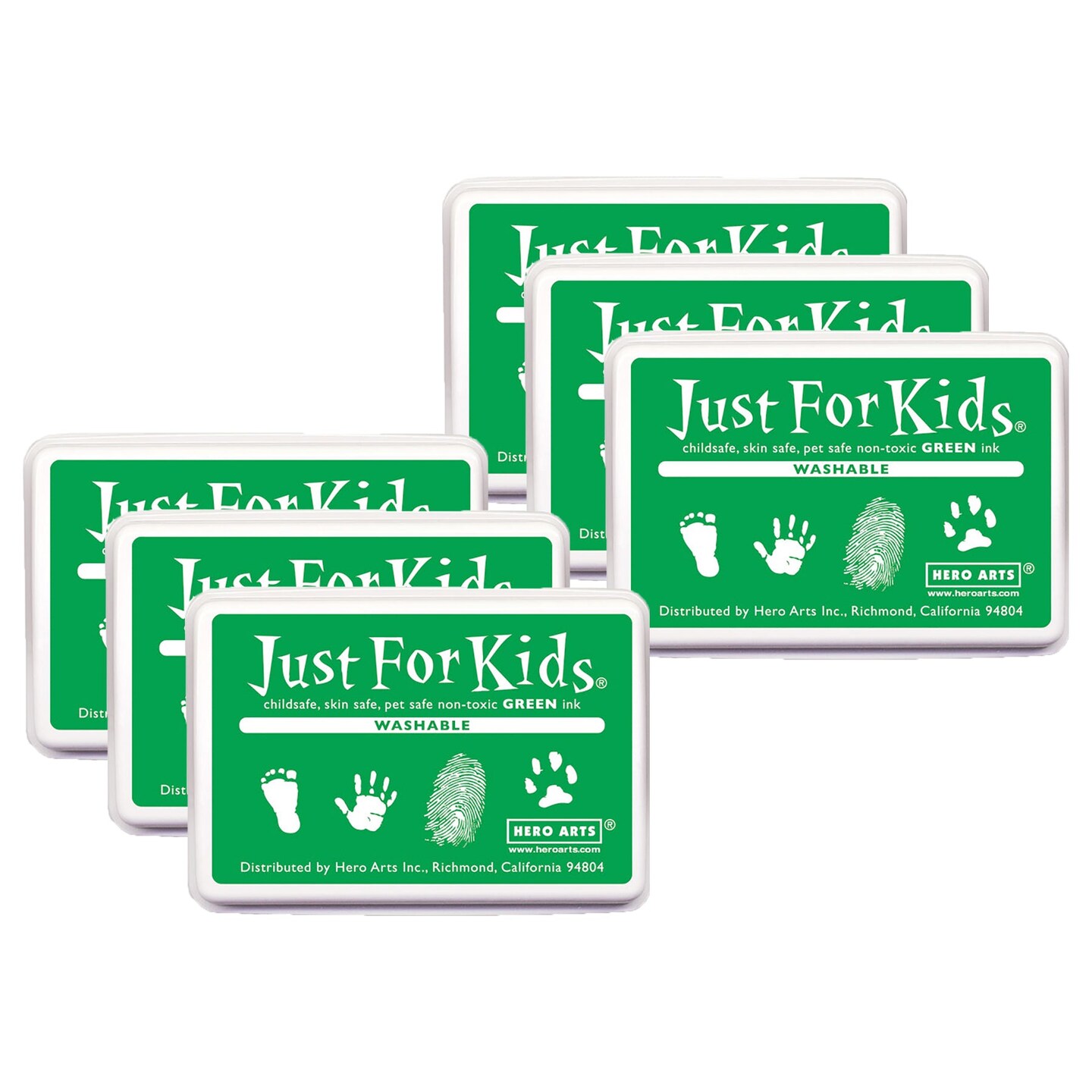 Just for Kids&#xAE; Washable Ink Pad, Green, Pack of 6