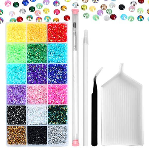 36000Pcs 3mm Jelly Rhinestones Kit- Resin Mixed Color Rhinestones for Nail Clothes Shoes Tumblers Decoration Gifts Flat Back Round