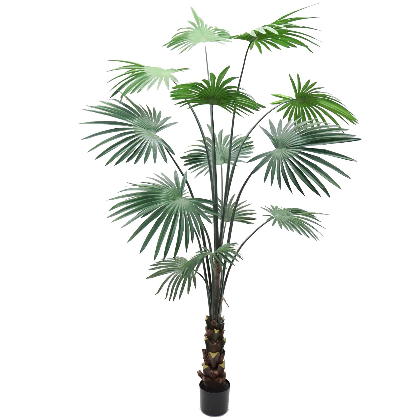 7ft Fan Palm Tree in Black Pot with 14 Silk Leaves by Floral Home&#xAE;