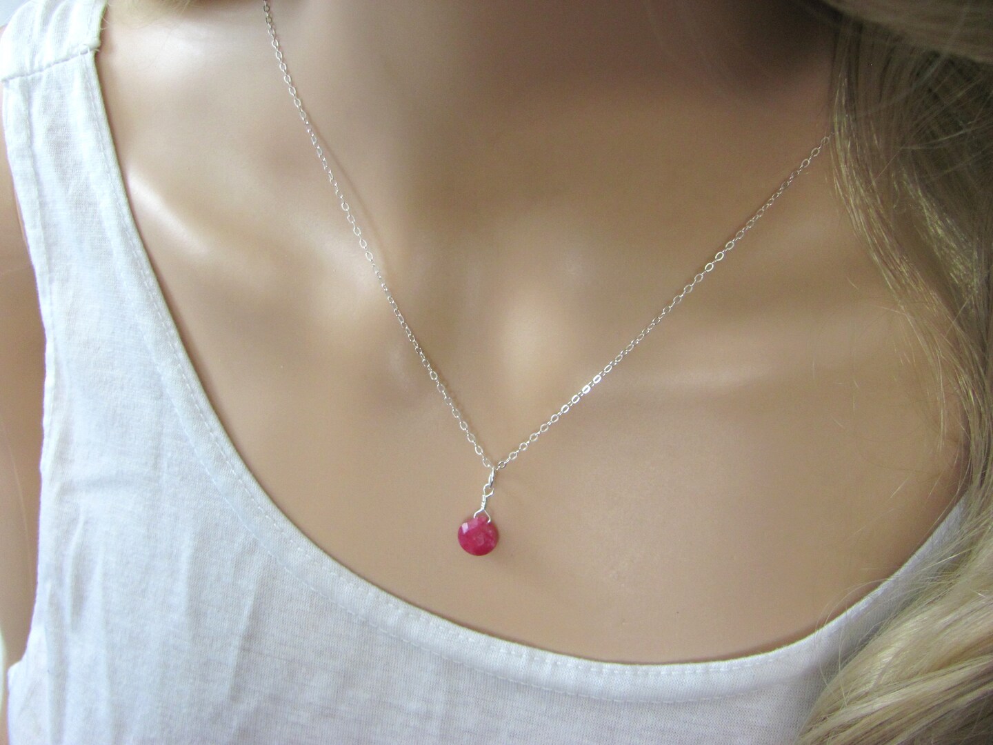 Dainty on sale ruby necklace