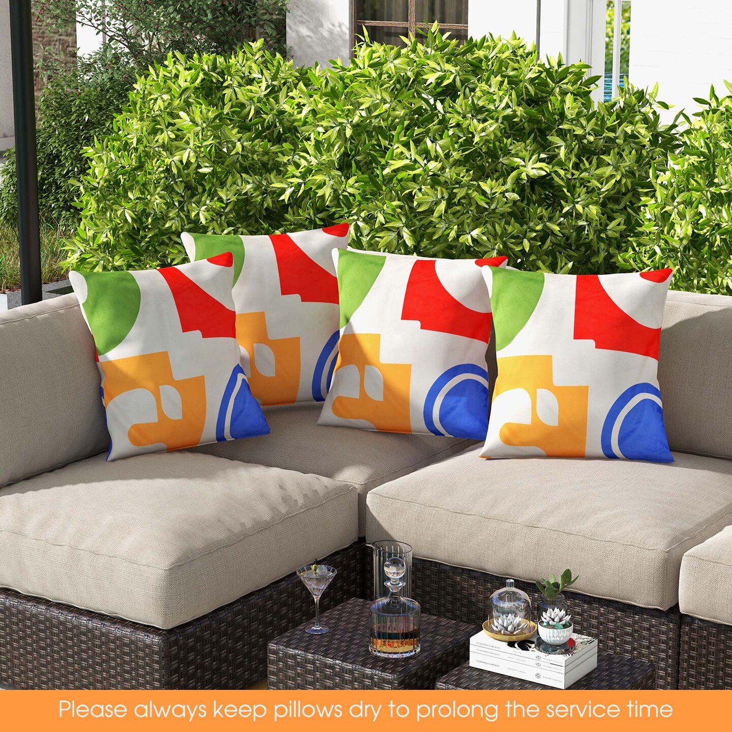 Costway 4 PCS Square Throw Pillows Removable & Washable Velvet Pillow 18''x18'' Red