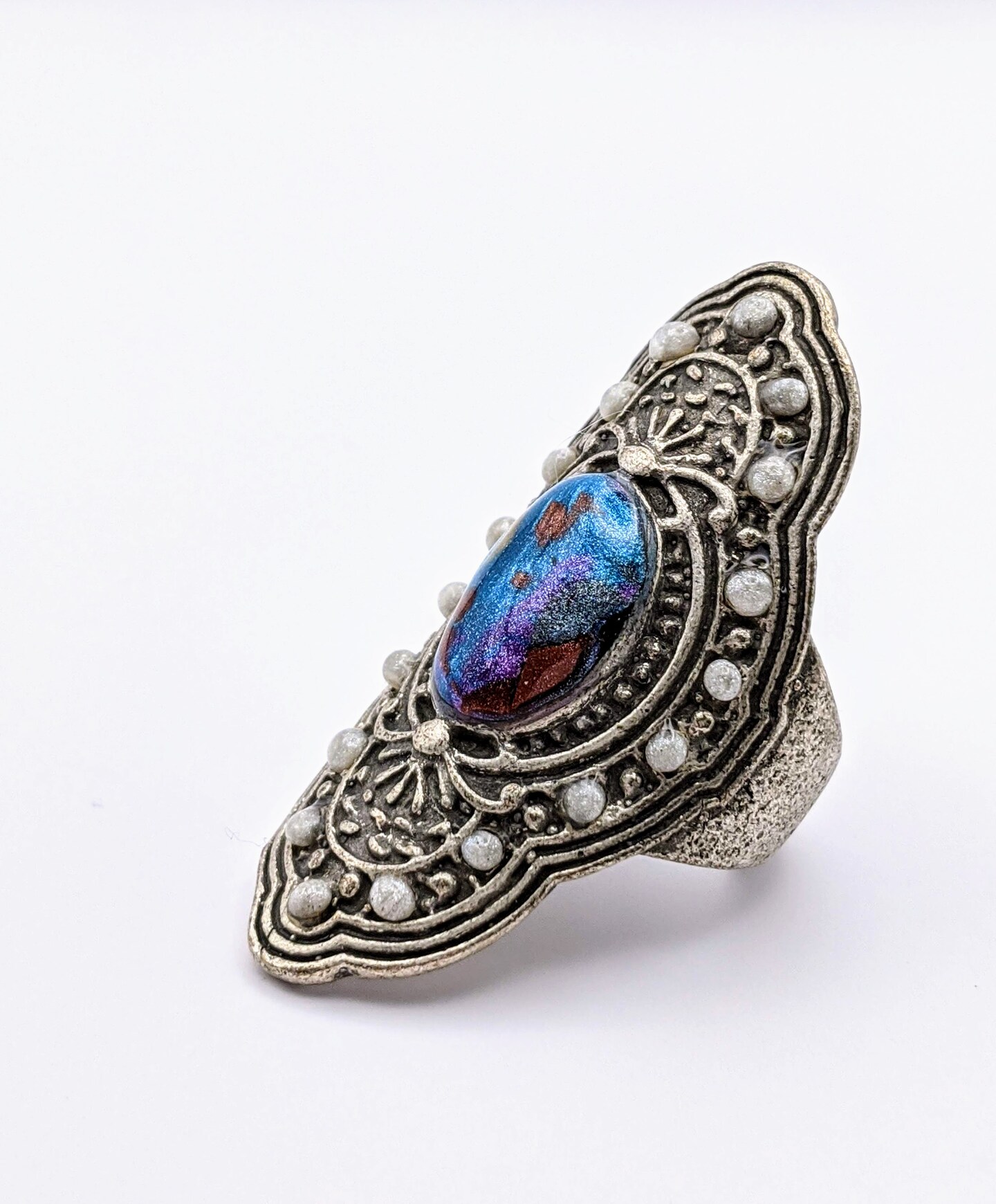 Silver Plated with Polymer Clay Inlay Statement Ring | MakerPlace by ...