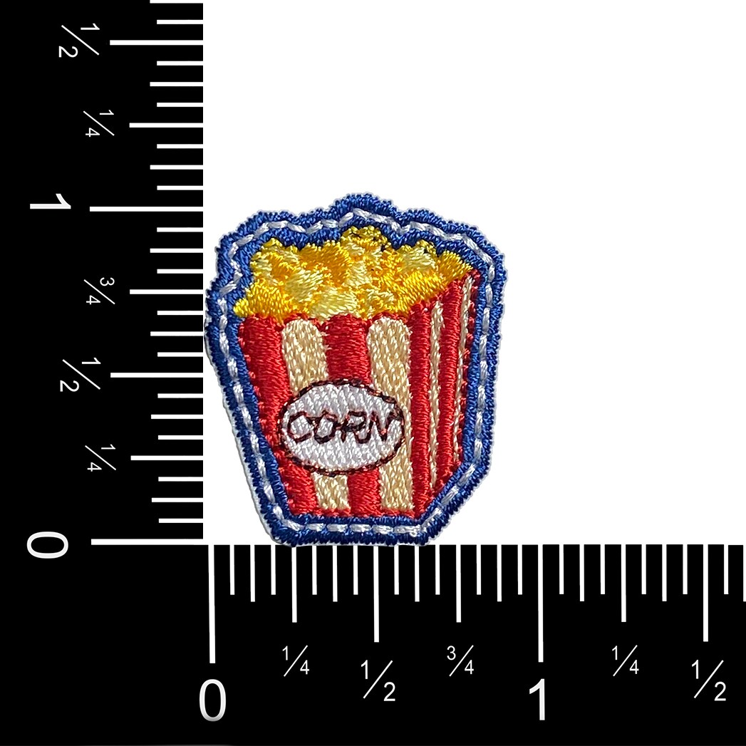 Movie-style Popcorn, Concession Food, Embroidered, Iron on Patch