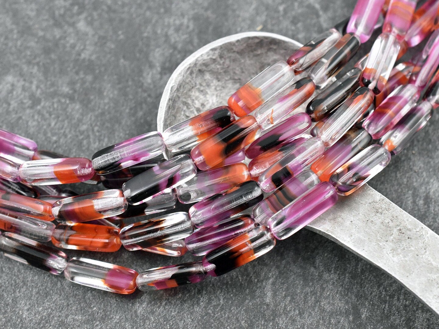 *14* 15x5mm Pink Crystal Rectangle Tube Beads