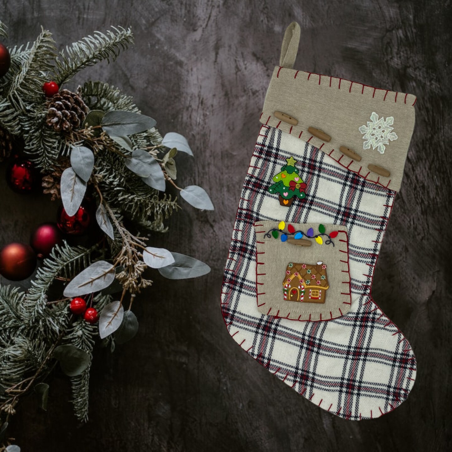 Gingerbread House with Peppermint Candy Christmas Cookie Embroidered Iron on Patch