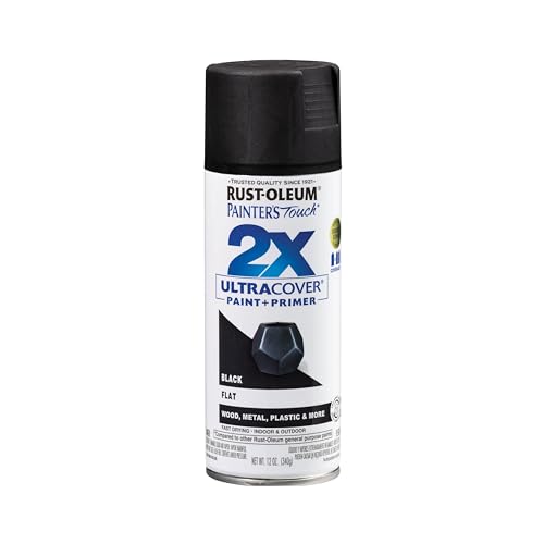 Rust-Oleum 334020 Painter&#x27;s Touch 2X Ultra Cover Spray Paint, 12 oz, Flat Black