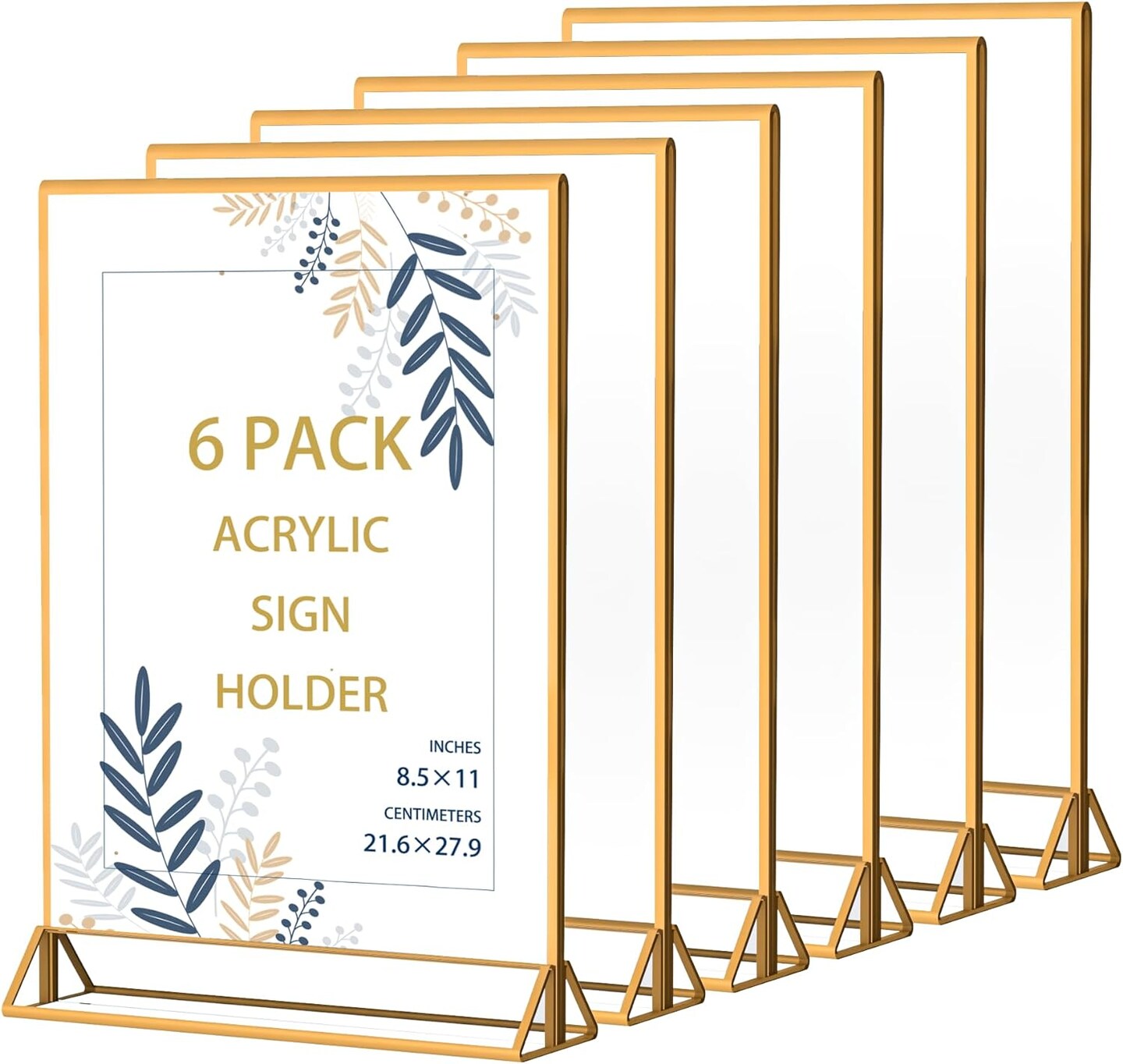 6Pack 4x6 Acrylic Sign Holder with Gold Frames and Vertical Stand, Ideal  for Display Wedding Table Numbers, Double Sided Picture, Clear Photos, Menu  Holders 