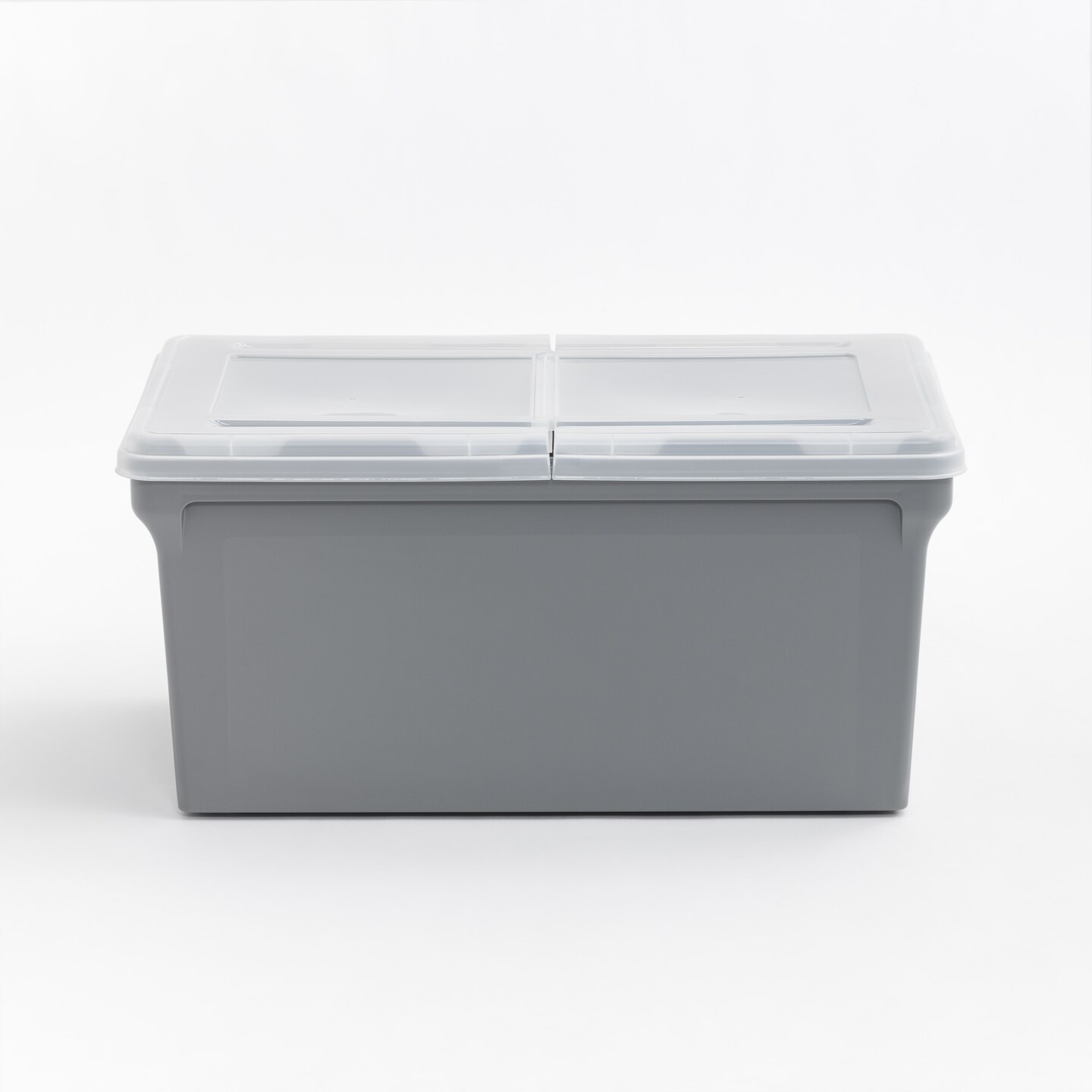 Wing-Lid Latter Size File Organizer Box, Gray with Clear Lid, Pack of 4