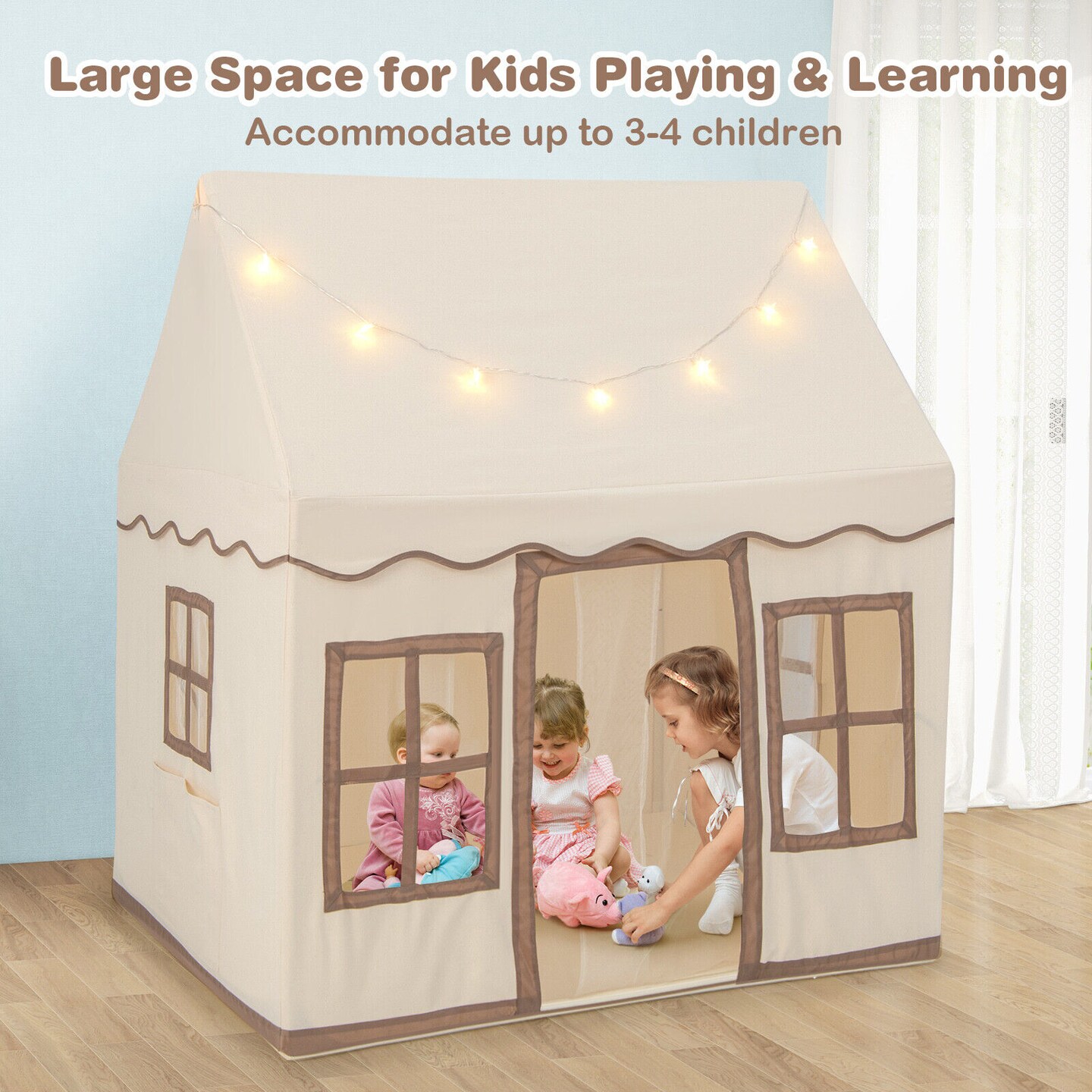 Toddler Large Playhouse with Star String Lights Perfect for Gifting