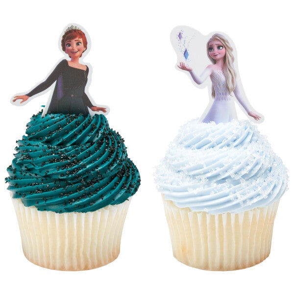 Frozen II Anna and Elsa Poly DecoPics&#xAE; Cupcake Decoration, 12ct