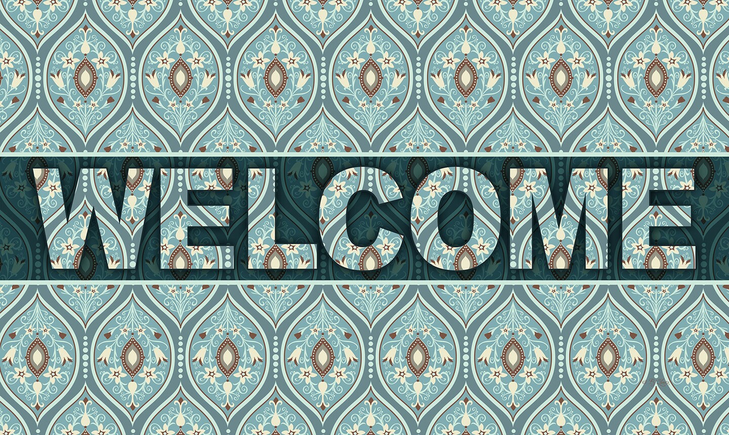 Ornate Droplets Welcome Door Mat (18 x 30&#x22;)