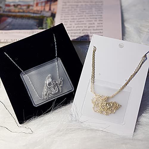 100 Pieces Necklace Chain Adhesive Pouch for Necklace Display Cards, Self-Adhesive Necklace Chain Pockets Clear Jewelry Bags Necklace Chain Pouch to Hold Loose Chain Jewelry Supplies (100 pcs)