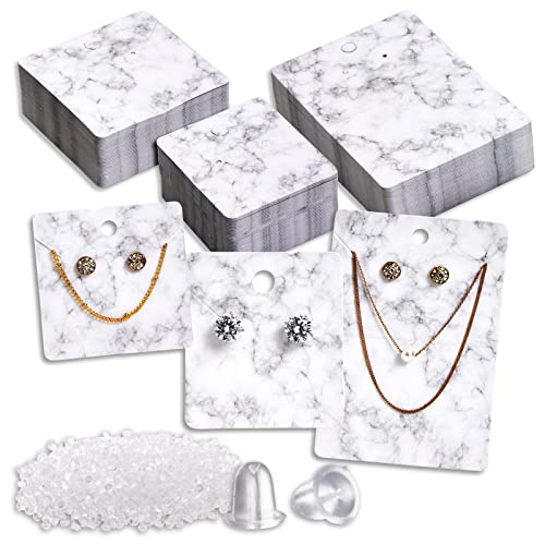 810-Pcs Earring Display Cards with Secure Back, White and Gray