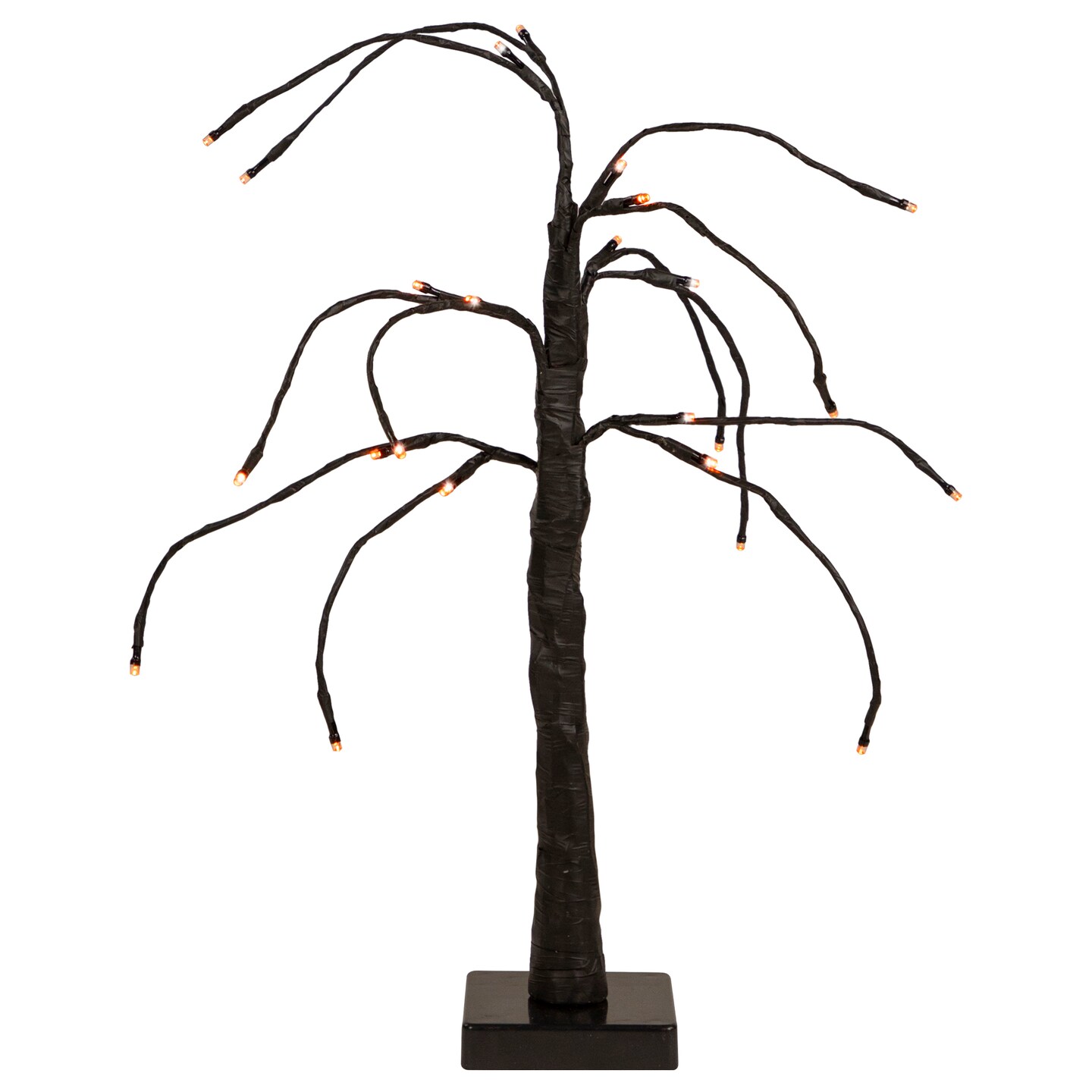 Northlight Pre-Lit Weeping Halloween Twig Tree - 24" - Black - LED Orange Lights