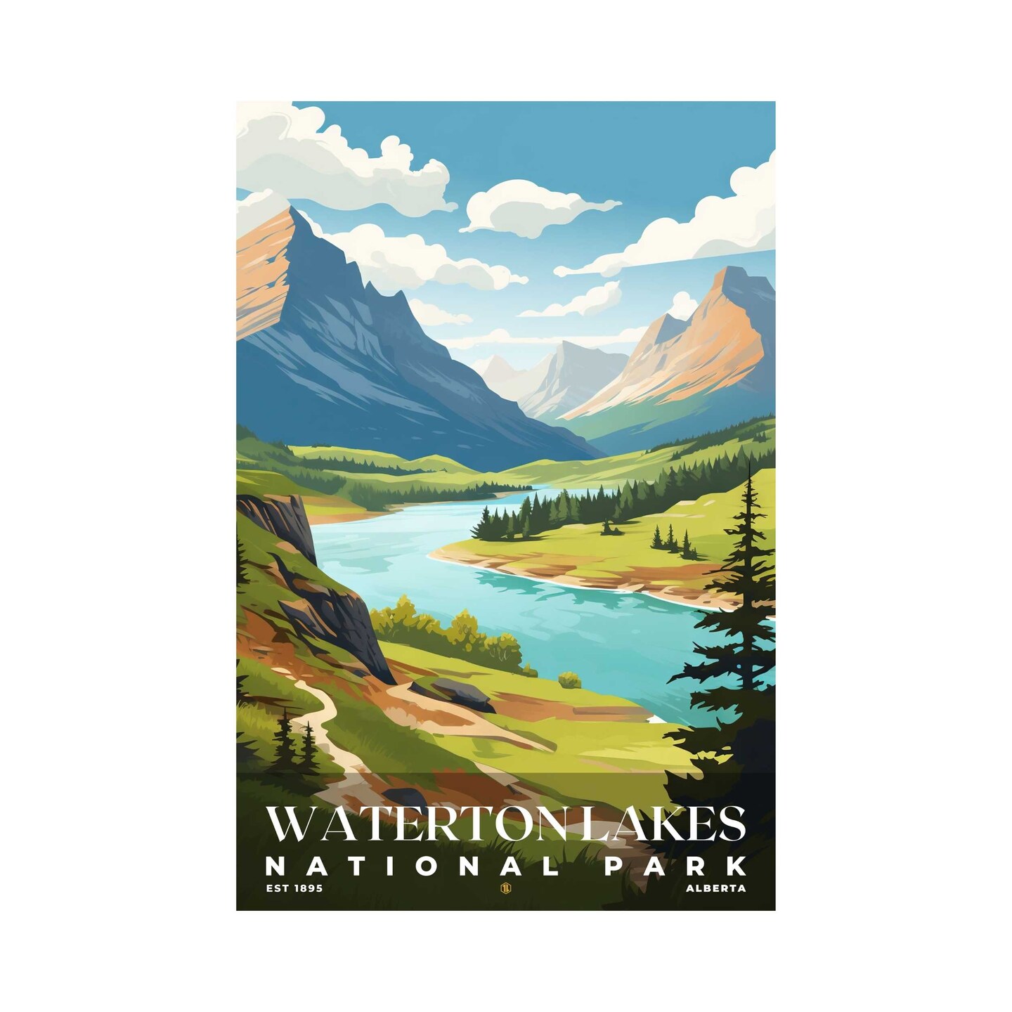 Waterton Lakes National Park Poster, Travel Print, Office Poster, Home ...